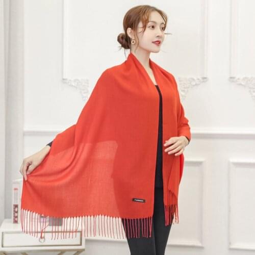 Womens Autumn And Winter Long Wide Scarf Pure Red Fashion Headscarves Fashion Shawls Harajuku Mens And Womens Scarves