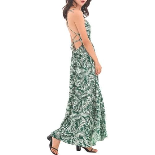 Artfeel 2018 New 3 Colors Bohemia Holiday Sexy Backless dress Women Boho Floral Slim Longuette Vintage Lady Braces dress S-2XL