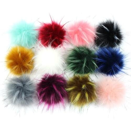 2pcs/lot 10cm DIY Faux Synthetic Raccoon Fur Pompom Fur Pom Poms for Women Kids Beanie Hats Caps Fox Ball For Shoes Caps Bags