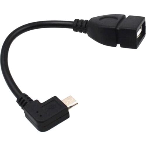 200pcs/lot Left Right Angle 90 Degree 5Pin Micro USB Male to USB 2.0 Female OTG Cable Adapter Converter