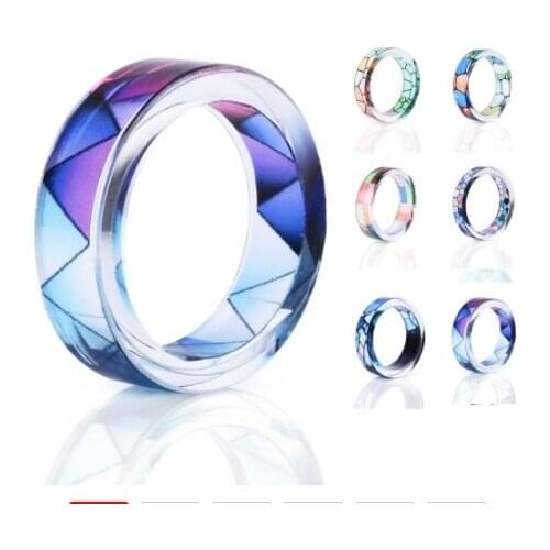 2019 Unisex Punk Style Handmade Drop Glue Ring Fashion Couples Clear Resin Colorful Ring for Women Men Charm Party Jewelry Gift