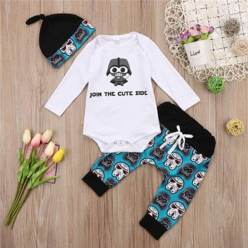 Christmas Toddler Baby Boy Girl Tops Romper Pants Hat 3Pcs Outfits Set Clothes