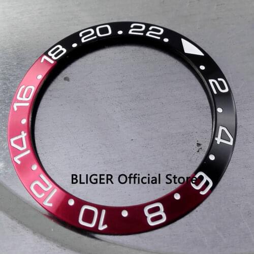 39.9mm High quality Black Red Alloy Watch Bezel Fit For 43mm Case GMT Automatic Movement Mens Watch BB6-1
