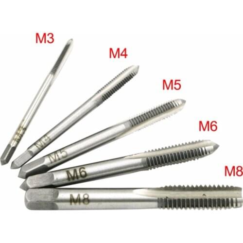 5pcs/set Straight Groove Tap Bearing Steel Mini Straight Flute Hand Taps Drilling Machine Accessories Round Shank Perforator