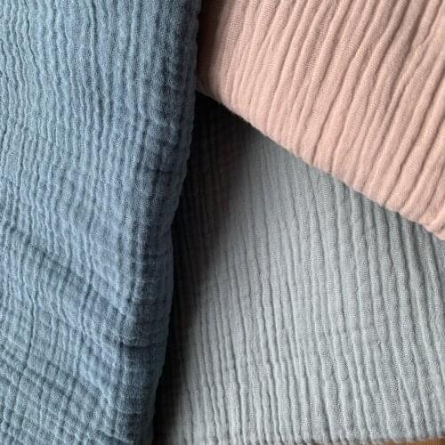 Natural 100% Cotton Double Gauze Fabric Crinkle Fabric 135cm width 125 gsm for baby clothes bedding fabric 55 meter CD03B