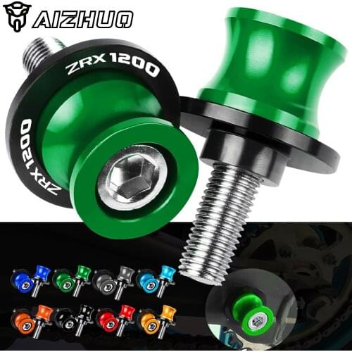 Motorcycle Accessories FOR KAWASAKI ZRX1200 ZRX 1200 R 2001-2008 CNC Aluminum Swingarm Slider Spools 10MM Stand Screws With LOGO