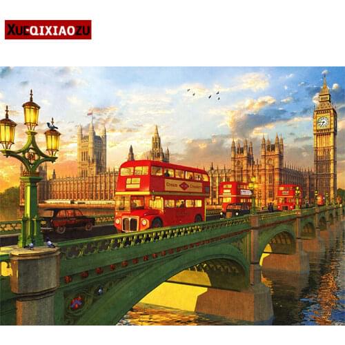 DIY Full Circle Diamond Painting City Landscape Mosaic Cross Stitch Embroidery Kit Handicrafts Home Decoration 2020 New Products