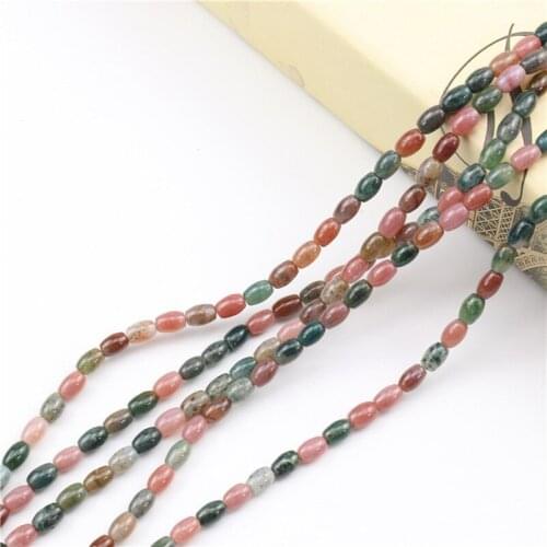 Natural Stone Beads Rice Shape Beading India Agates Gem Stone Loose Beads for Jewelry Making 7.9 inches 60pcs