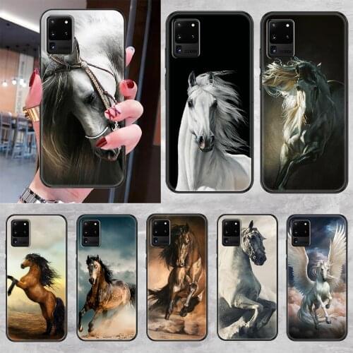 Animal furious Running Horse Phone case For Samsung Galaxy Note 4 8 9 10 20 S8 S9 S10 S10E S20 Plus UITRA Ultra black soft
