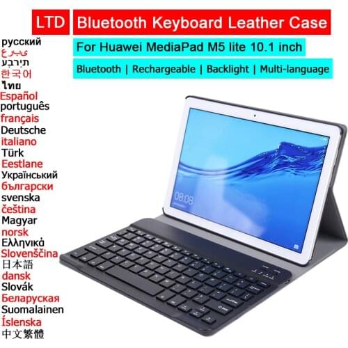 Bluetooth Keyboard Case For HUAWEI MediaPad M5 lite 10.1 Russian Arabic Hebrew Thai Spanish French Portuguese Italian Keyboard