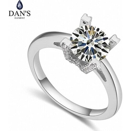 DANS Real Austrian Crystals Brand AAA Zirconia Micro Inlays Fashion Ring for women New Geometric 121148white