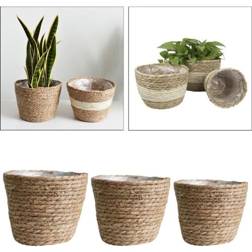 Rustic Handcrafted Woven Rattan Natural Seagrass Basket 18x15x13CM Small