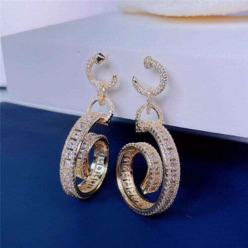 EYER Newness Luxury Circle Geometry Fashion Luxury Super AAA Cubic Zirconia Women Engagement Bridal Earring Jewelry Bohemia Hot