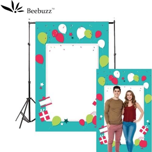 White frame blue border background photography studio photophone Birthday balloon celebration photo shoot