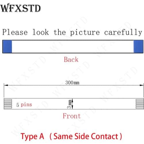 30cm 3mm 5pins Type A New Flex cable AWM 20706 105C 60V VW-1 Same side copper Contact Pins