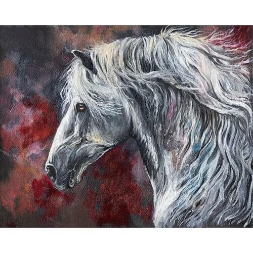 High Skills Artist Hand-painted High Quality Abstract Horse Oil Painting On Canvas Abstract White Horse Painting For Decoration