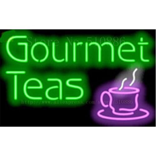 Gourmet Teas Neon sign Glass Tubes Light Bar Beer Club Custom Neon signs Bulbs Store Home Decoration Signboard 17"x14"