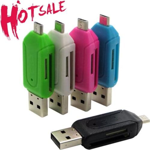 2 In 1 USB OTG Card Reader Universal Micro USB OTG TF/SD Card Reader Phone Extension Headers Micro USB OTG Adapter Dropship