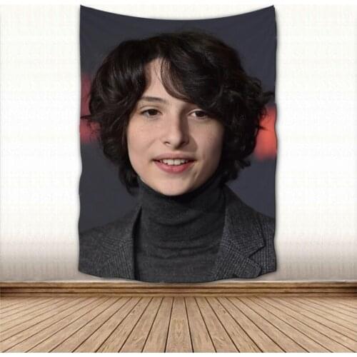 Nice Finn Wolfhard Tapestry Colorful Psychedelic Decorative Carpet Wall Fabric For Living Room Bedroom Tapestries Accessories