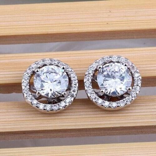 Round white zircon earrings Two way to wear earrings ircon multi-color optional