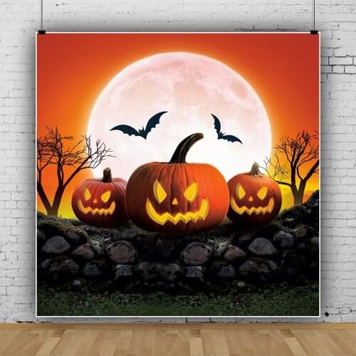 Laeacco Halloween Scenic Photocall Backdrops Pumpkin Lantern Dark Forest Sunset View Baby Family Photographic Photo Backgrounds