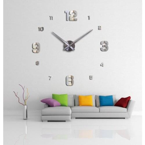 Hot sale home decoration 3d mirror clocks fashion personality diy Circular living room big wall clock watch free shipping