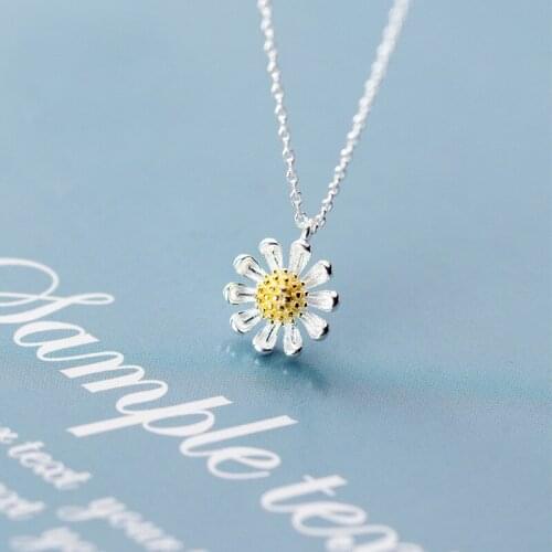 MloveAcc New Pendant Necklace 925 Sterling Silver Daisy Flower Necklace Birthday Gift for Lover Women Girls Jewelry