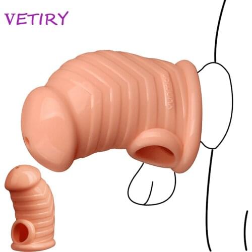 Male Chastity Device Cock Cage with Scrotum Ring Delay Time Cock Ring Sex Toys for Adults Men Dildo Enlargement Penis Extender