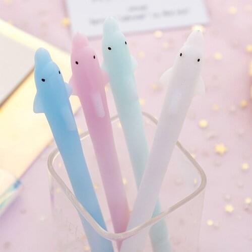 40 Pcs Lovers Soft Gel Neutral Pen Cartoon Creative Simple Lovely Silicone Pens for Writing Black Fountai Animal Pen Stationary