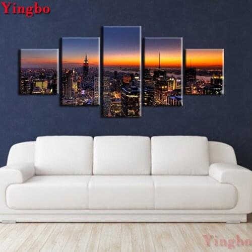 5pcs DIY diamond Embroidery city buildings landscape 5D diamond painting Cross stitch kit Needlework embroidery with diamond art