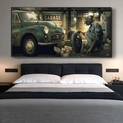 Funny Art Diligent Dog Repairman Canvas Painting on The Wall Art Posters Prints Wall Pictures for Living Room Home Cuadros Decor