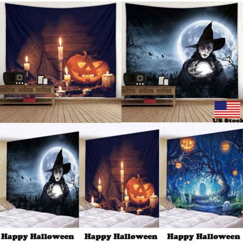Halloween Witch Pumpkin Tapestry Room Bedspread Wall Art Hanging Home Decor Tapestry New