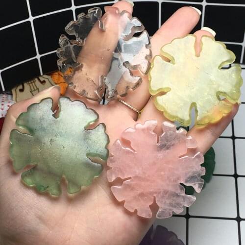 Natural Crystal Carved snowflake Healing Stone Home Decor for gift