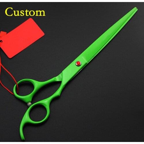 Custom high grade 440c 8'' Green Pet dog grooming hair scissors Animals cutting barber scissor shears tool hairdressing scissors