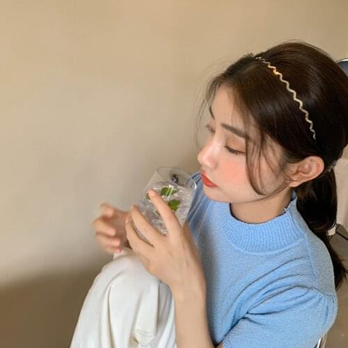 Fashion Simple Alloyl Wave Headband Gold Thin Hair Hoop for Women Girls Wild Headwear Hair Styling Tool