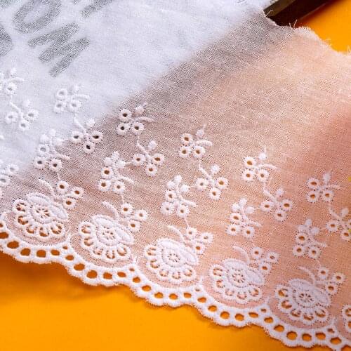 Wholesale price 5yards/lot Off White Embroidered Cotton Lace Cloth Hollow out Cotton Trims Z781