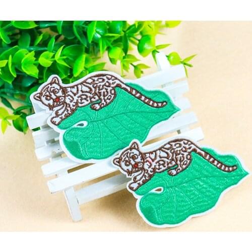 Leaves Leopard Embroidery Iron On Patches For Clothing Applique DIY Hat Coat Dress Accessories Animal Cloth Sticker Decor