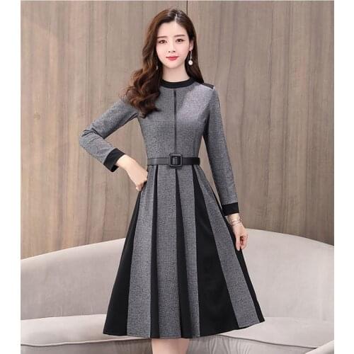 KMETRAM Autumn Winter Vintage Midi Dress Women Clothes 2020 Long Sleeve Woolen Women Dress Elegant Ladies Dresses Vestidos MY