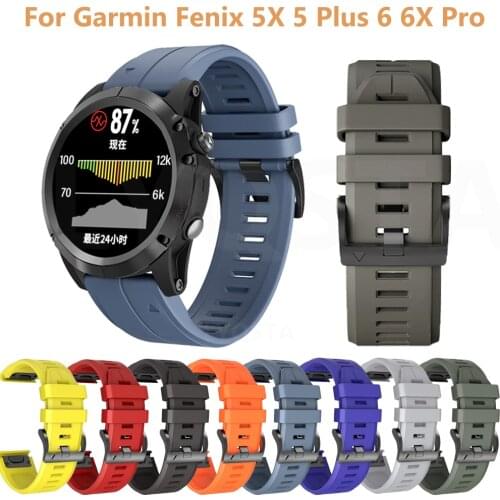 26 22mm Silicone Watchband for Garmin Fenix 6X 6Pro Watch Quick Release Easy fit Wrist Band Strap For Fenix 5X 5Plus Accessories