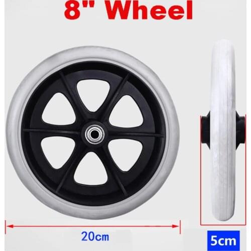 200mm 8" Wheelchair Casters Small Cart Rollers Chair Wheels Accessories Grey Rubber Small Non Marking Wheelchair Wheel Replace