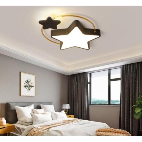 Modern Kids Bedroom Ceiling Lamp black/gold Led Ceiling Light Net Red Nordic Style Star Personality Childrens Room Lamps