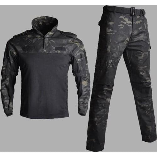 Tactical Camouflage Clothes Suit Mens Long-sleeved Military Combat Uniform Frog Suit T-Shirts Combat Clothing Multifunctional