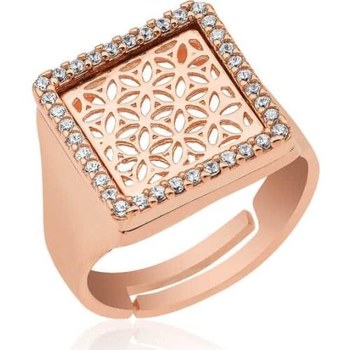 Tevuli 925 Sterling Silver Rose Flower of Life Ring