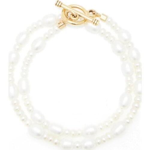 Double Layer Natural Pearl Bracelets for Women 2020 New Fashion Charm Baroque Freshwater Pearl Bracelet Female Jewelry Gifts