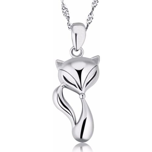 Lovely Collier Choker Necklaces Collar Jewelry New Fashion 925 Sterling Silver Animal Fox Pendant Necklace for Women Girl