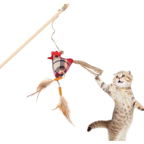 1PC Teaser Feather Toys Kitten Funny Colorful Rod Cat Wand Toys Plastic Pet Cat Toys Interactive Stick Pet Cat Supplies