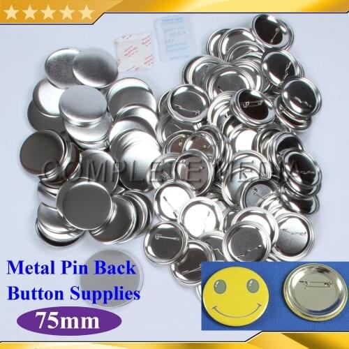 100 Sets 3" 75mm Pin Back Metal Pinback Button Supply Materials for Professional All Steel Badge Button Maker