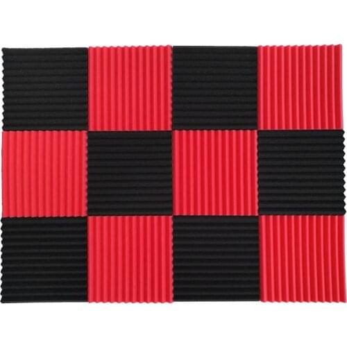 12pcs Triangle Groove Sound Absorption Cotton Wall Sound Insulation Material Studio Panels 30 * 30cm Soundproofing Panel