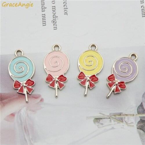 8pcs/lot Mix lollipop Charms Lollipop Bow Charms Pendants For DIY Decoration Bracelets Necklace Earring Key Chain Jewelry Making