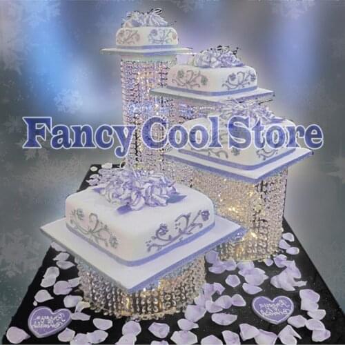 Free shipping 4pcs/lot Party birthday table decor Luxury crystal acrylic wedding cake stand cake tray wedding pastry tray